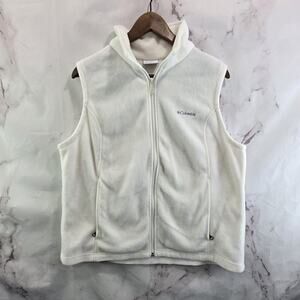Columbia Vest Womens XL P White Full Zip Fleece Jacket Mid Steens Mountain